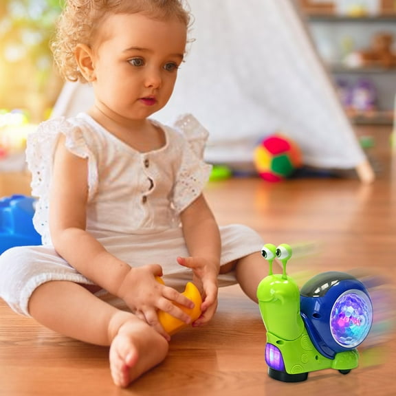 Electric Snail Toy Crawling Game Music Lights Rotating Design AA Battery Operated for Sensory Stimulation Ages 3-4 Years