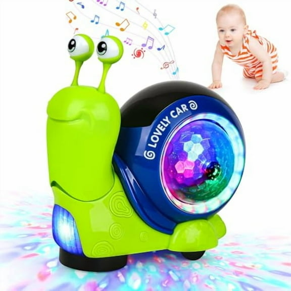Electric Snail Toy,Toddler Luminous Snails Toy Cute Crawling Snail Toys with Music and Light Christmas Birthday Gifts for Boys Girls
