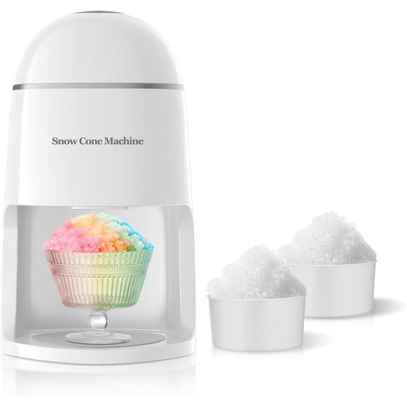 Electric Snow Cone Machine, Shaved Ice Maker Slushie Machine for , Fluffy Ice , Ideal for Family Christmas Holiday, White