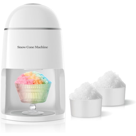 Electric Snow Cone Machine Shaved Ice Maker Slushie Machine for Home Kids Fast Fluffy Ice Shaver Gift Ideal for Family Christmas Holiday White