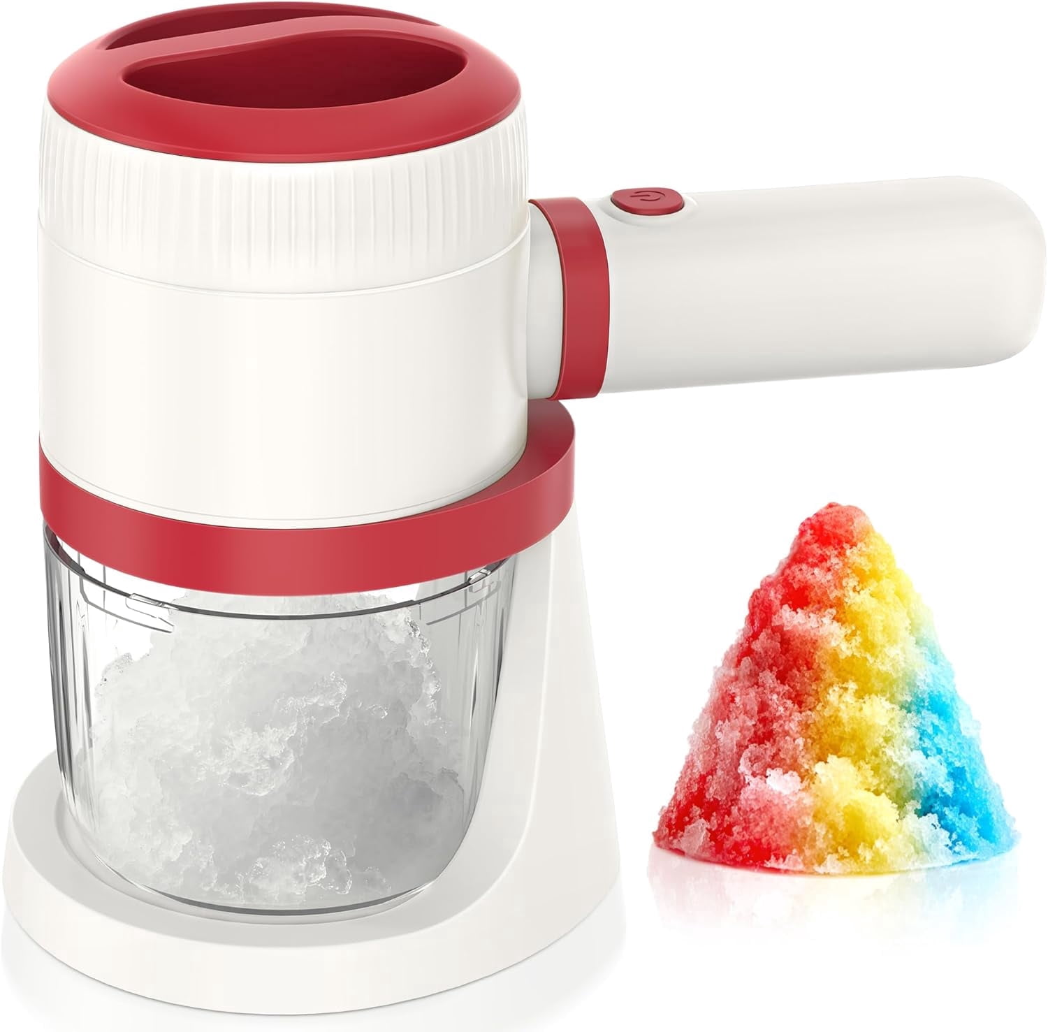 Electric Snow Cone Maker, Mini Snow Cone Machine with Reusable Cup, Portable Tabletop Slushie & Shaved Ice Maker for Home Party, Red