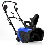 Electric Snow Thrower, 18” 15Amp Corded Snow Blower with 180° Chute Rotation & 2 Transport Wheels, 26’ Throwing Distance for Driveway, Sidewalk (Blue)