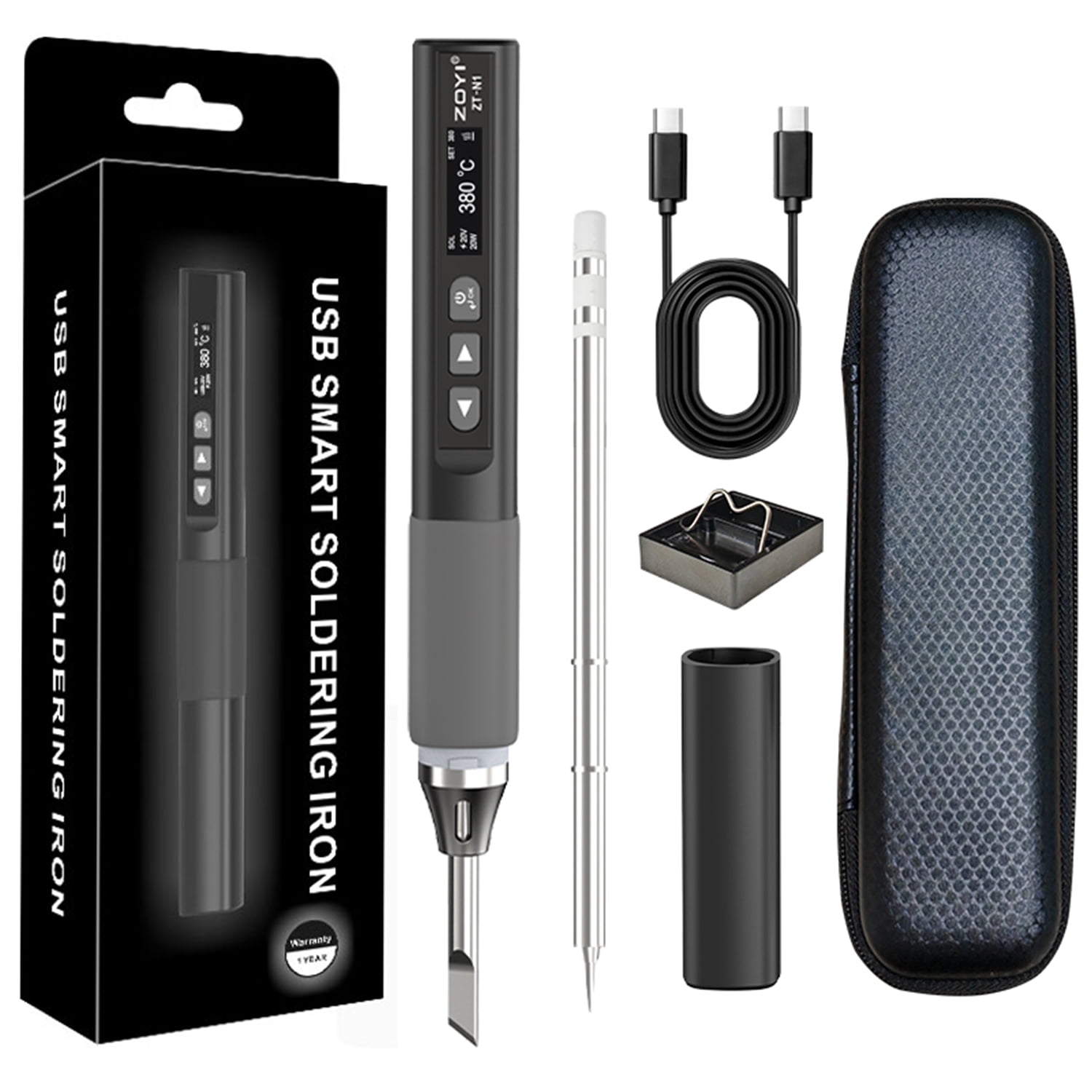 Electric Soldering Iron - 96W Precision Soldering with OLED Display, Rapid Heating, Adjustable Temperature, and PD/QC Protocol Charging