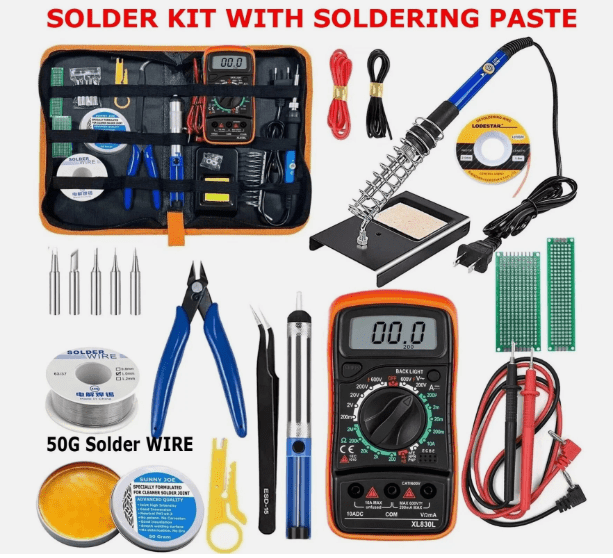Electric Soldering Iron Kit with Solder Wire & Desoldering Pump – Adjustable Temperature Welding Gun Tool Set for Electronics Repair