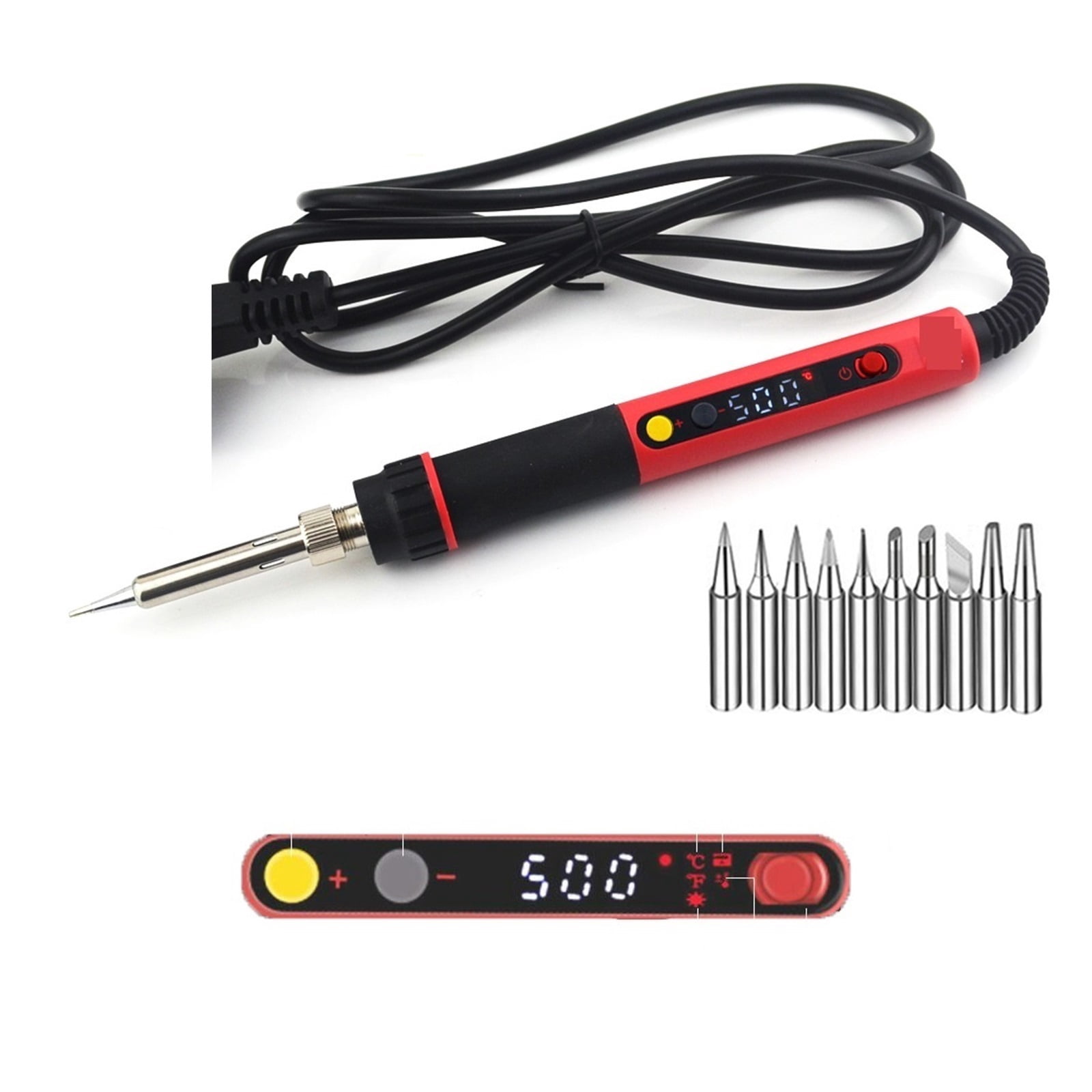 Electric Soldering Irons,Digital LCD Adjustable NC Thermostat Electric Soldering Iron, Handle Welding Repair +10 Pcs 900M Tips