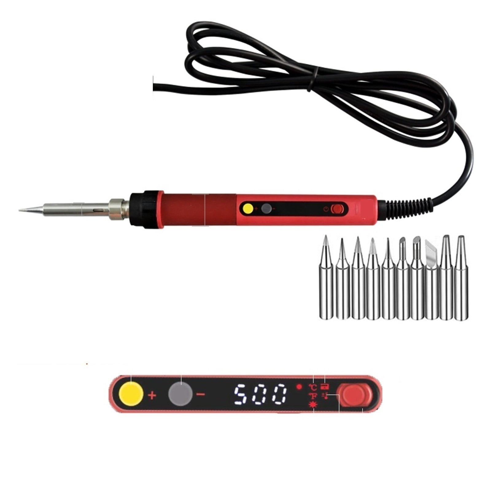 Electric Soldering Irons,Digital LCD Adjustable NC Thermostat Electric Soldering Iron, Handle Welding Repair +10 Pcs 900M Tips