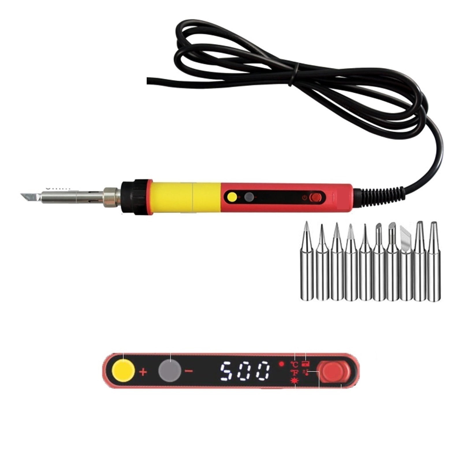 Electric Soldering Irons,Digital LCD Adjustable NC Thermostat Electric Soldering Iron, Handle Welding Repair +10 Pcs 900M Tips