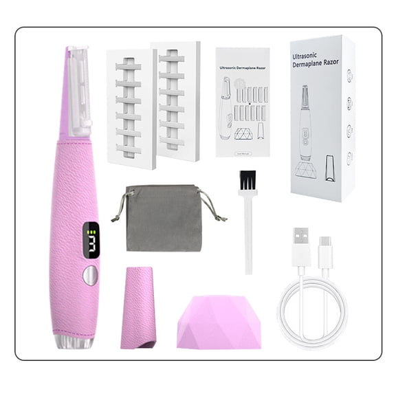Electric Sonic Dermaplane Razor for Face & Body, 2-in-1 Hair Remover & Exfoliator with 2 Blade Types, LED Light, 3 Vibration Modes for Peach Fuzz, Eyebrow Shaping & Dead Skin