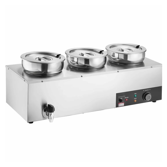Electric Soup Warmer 7.4QT x 3, 1200W Stainless Steel Food Warmer with Temp Control