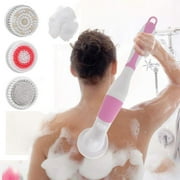 Electric Spa Massage Brush,Shower Facial & Body Cleansing Brush Kit with Long Handle and 4 Attachments