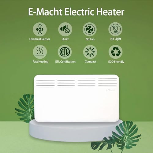Electric Space Heater for Indoor Use, 1500W Freestanding Convection Panel Heater with Adjustable Thermostat, Portable Wall Heater for Bedroom, Bathroom, Energy Efficient, LED Digit