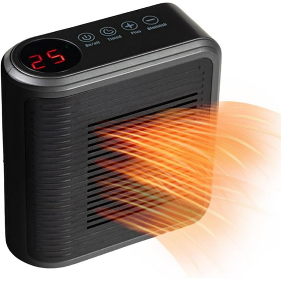 Electric Space Heater, Small Heater for Indoor Use, PTC Ceramic Space Heater, Truly Quiet Plug-in Space Heater, Portable Air Heater