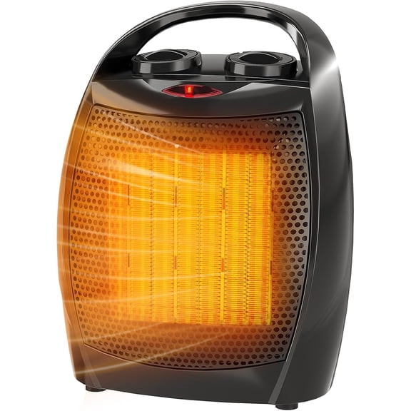 Electric Space Heater - Thermostat 1500W/750W, 2-in-1 Fast Heating Ceramic Desk Heater & Fan, Safe Quiet <45 dB for Office, Room, Under Desk Use, Tip-Over Overheat Protection