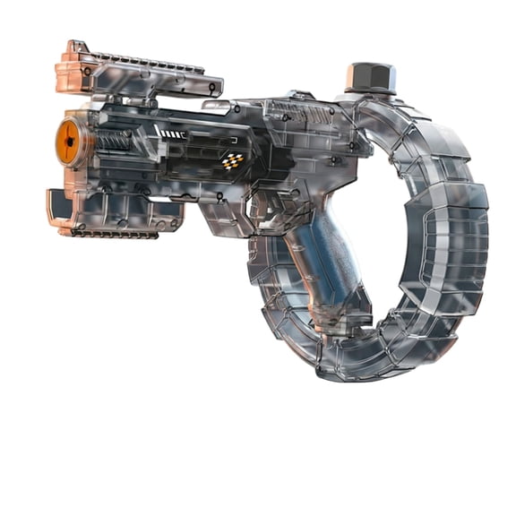 Electric Space Water Gun, High Speed Transparent Full Auto Blaster 6.6 ft Long Range with Strobe Lights One Click Launch for Summer Outdoor Backyard Pool Water Fighting Games