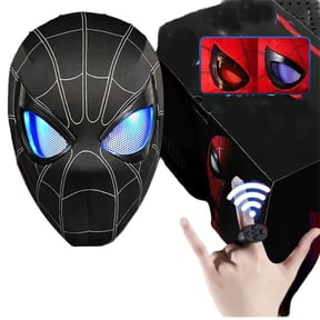 Electric Spider Hero Mask Ring Remote Control Winking LED Red Blue Light Helmet Color Box Superhero Cosplay Stage Prop Festival Present