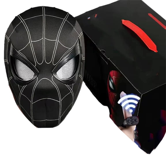 Electric Spider Hero Mask with Winking Eyes Ring Remote Control Helmet Superhero Cosplay Stage Performance Prop Present Color Box Packaging