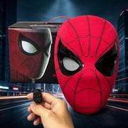 Electric Spider Superhero Mask Ring Remote Moving Eyes Winking Helmet Color Box Halloween Costume Prop Funny Photo Video Outfit Accent