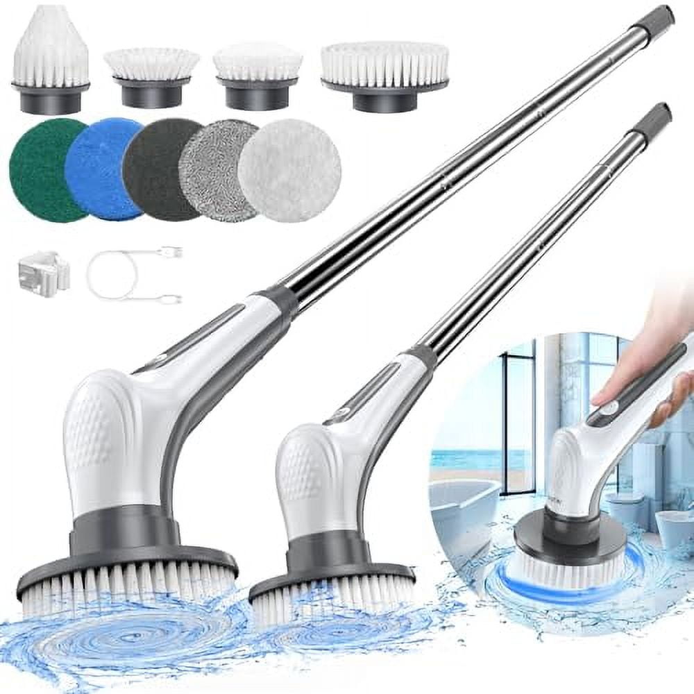 Cordless Electric Spin Scrubber with 9 Brush Heads and Removable Handle