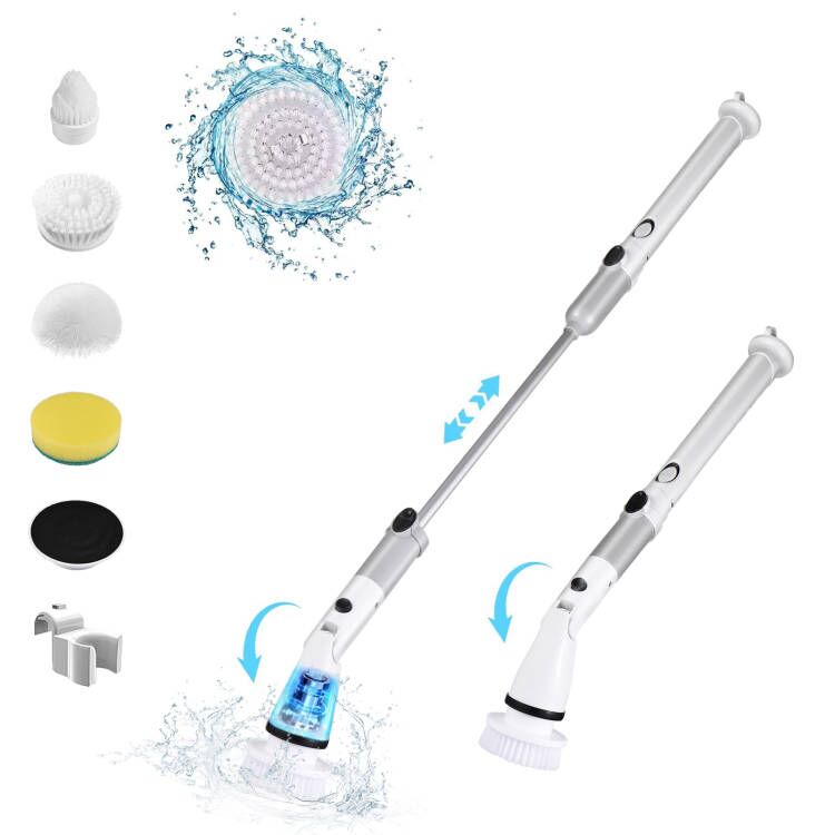Electric Spin Scrubber 360 Cordless Bathroom Cleaning Brush with 4 Replaceable Scrubber Brush Heads Extension Handle for Tub, Tile, Wall, Bathroom - image 1 of 10