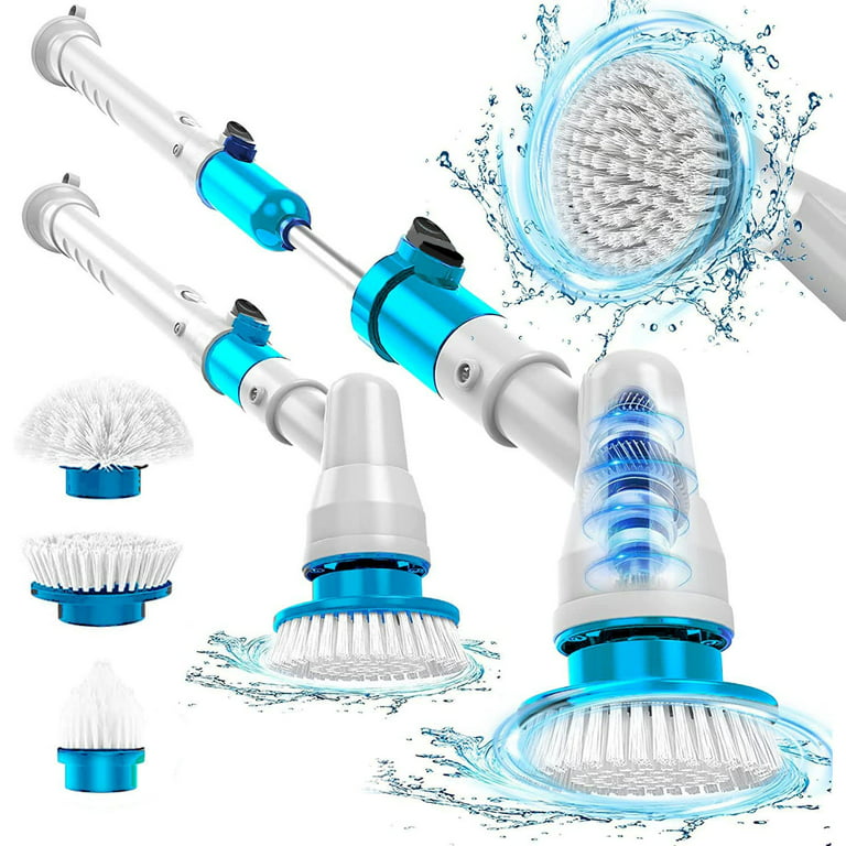 Electric Spin Scrubber,360 Cordless Bathroom Scrubber with 3 Replaceable Cleaning  Shower Scrubber Brush Heads,Extension Handle for Tub,Tile,Floor,Wall,Shower,Bathtub,and  Kitchen 