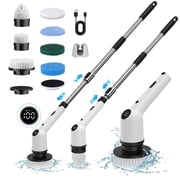 Electric Spin Scrubber, 450RPM Cordless Power Scrubber with Adjustable Handle 8 Heads Shower Cleaning Brush for Bathroom