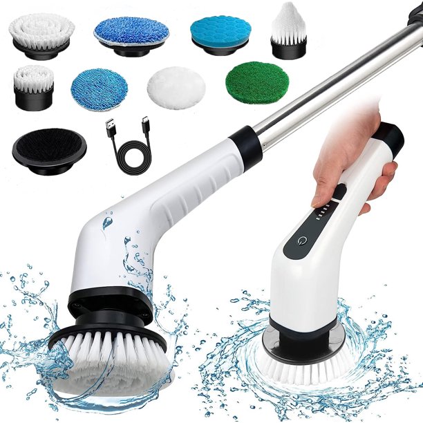Electric Spin Scrubber, 8in1 Cordless Bath Tub Power Scrubber, Deep
