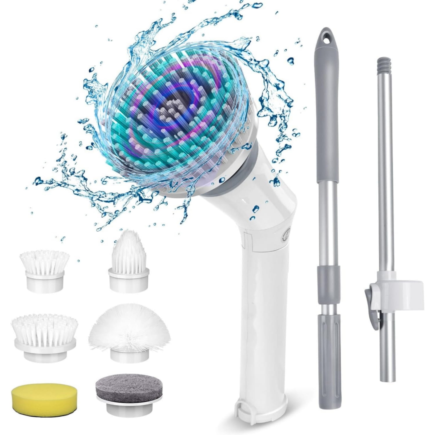Electric Spin Scrubber,Amiluo Cordless Bath Tub Power Scrubber with 6 ...