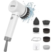 Electric Spin Scrubber, Bathroom Cleaning Brush with 6 Replaceable Heads, 2 Speeds, Cordless Shower Cleaner Brush, Spin Brush for Cleaning Bathroom, Tub, Tile, Kitchen, Floor, Car White