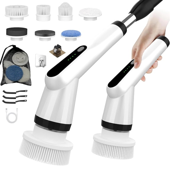 Electric Spin Scrubber for Bathroom & Kitchen, High-Frequency Vibration - Easily Removes Stubborn Stains, Mold & Grease, Multi-Purpose Tool for Tile, Sink, Oven & Furniture Surfaces