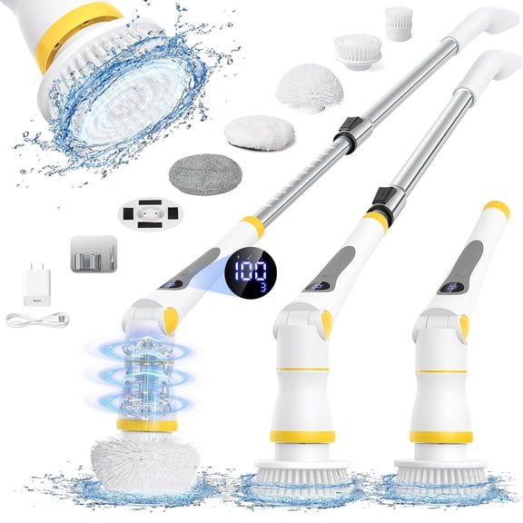 Electric Spin Scrubber for Bathroom & Kitchen, High-Frequency Vibration - Easily Removes Stubborn Stains, Mold & Grease, Multi-Purpose Tool for Tile, Sink, Oven & Furniture Surfaces
