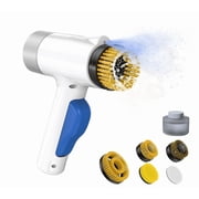Electric Spin Scrubber with No-Rinse Spray, IPX7 Waterproof, 6 Brush Heads & Rechargeable Battery