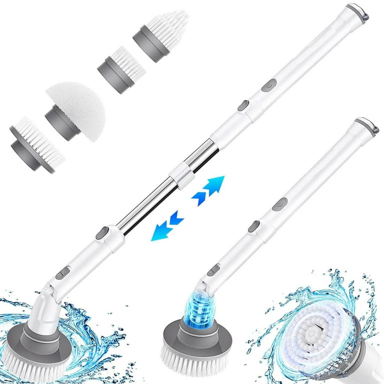 Electric Spin Scrubber Cleaning Brush, Electric Cordless Shower Scrubber  Cleaner Brush with Adjustable Extension, 4 Replaceable Cleaning Heads,  Power