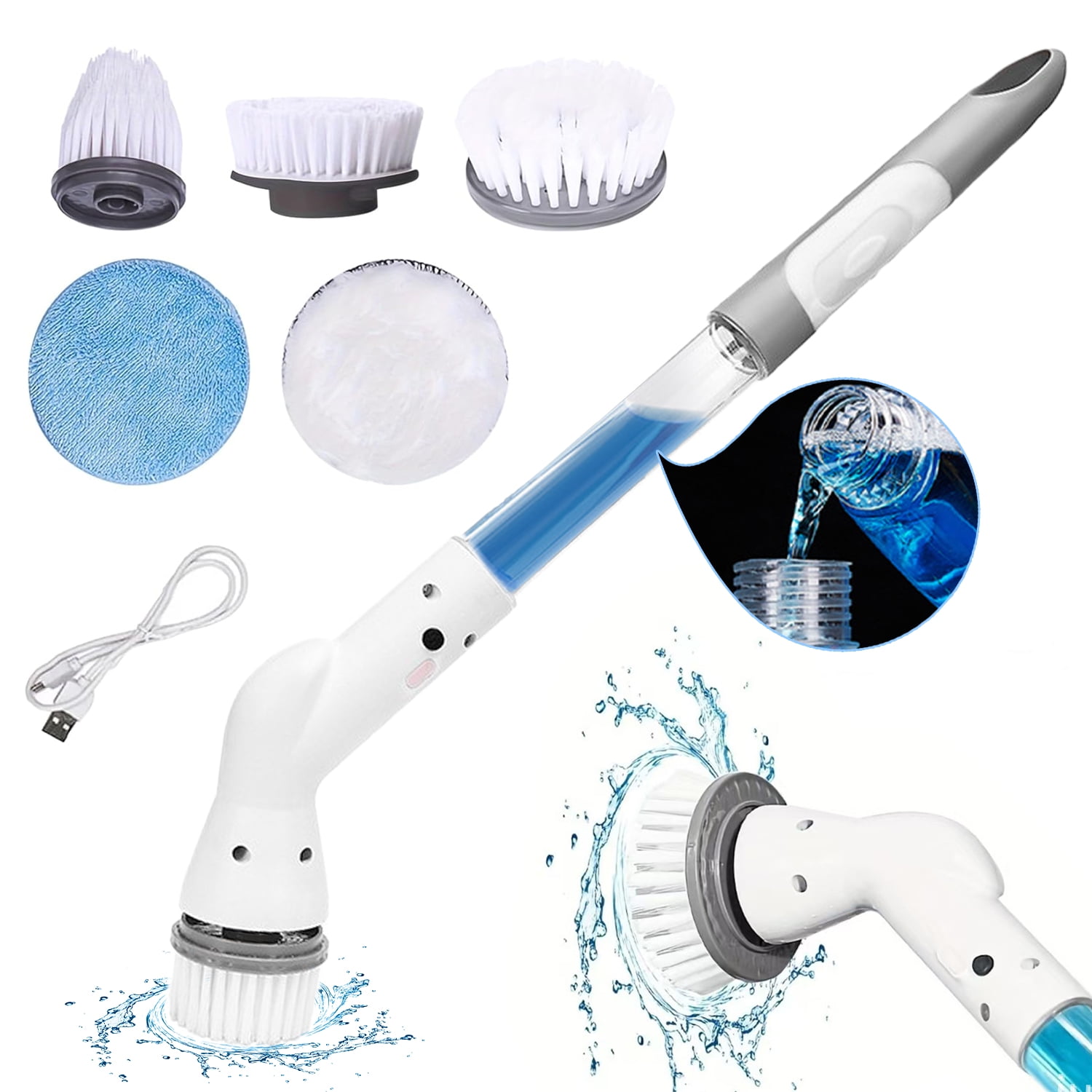 Walmart discounts of ClnEZ Electric Cleaning Tub & Shower Scrub, Spin Scrubber with 6 Brush Heads - Cordless Cleaner