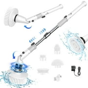 Electric Spin Scrubber, Cordless Bath Tub Power Scrubber with Long Handle & 4 Replaceable Heads,Shower Cleaning Brush Household Tools for Bathroom & Tile Floor