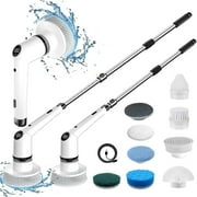 Electric Spin Scrubber,Cordless Cleaning Brush with 9 Replaceable Brush Heads Extension Handle,3 Speeds Bathroom Shower Scrubber for Tub Floor Tile, Sink, Window, Floor, Car