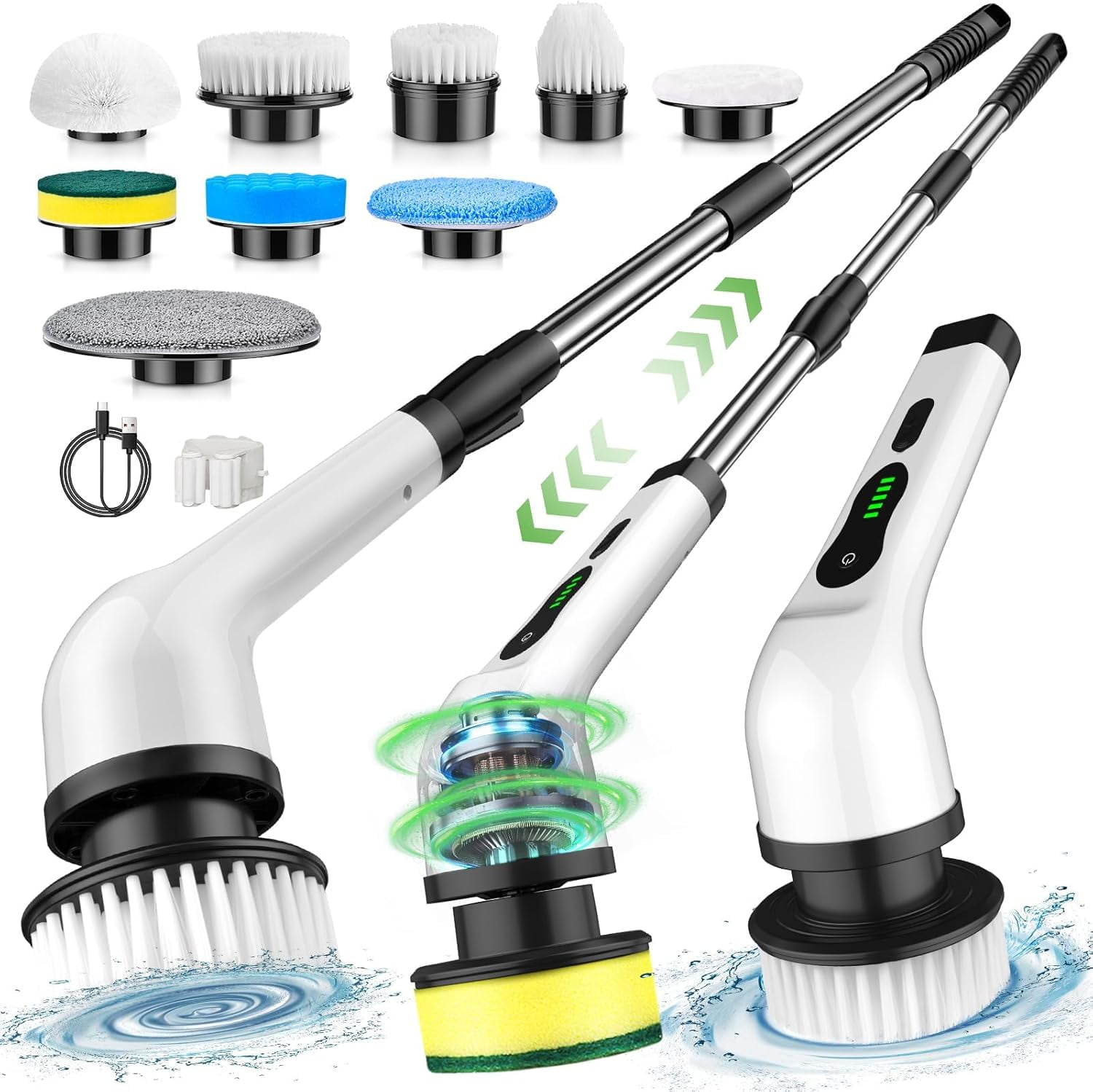 Electric Spin Scrubber, Cordless Cleaning Brush, Shower Scrubber with 9 ...