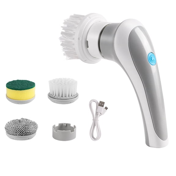 Electric Spin Scrubber Cordless Cleaning Brush with Powerful Motor 360-Degree Rotation Handheld Tile Floor Scrubber Brush-Grey