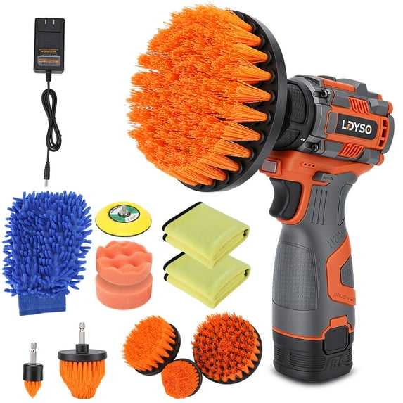 Cordless Buffer Polisher, 16.8V Auto Detailing Drill Brushes Set with 2000mAh Battery & Charger, 15pcs Drill Kit, Variable Speed for Car Washing/Detailing/Buffing/Sanding/Waxing