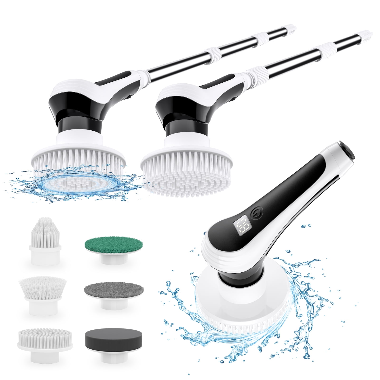 Electric Spin Scrubber, Cordless Power Bathtub Cleaning Brush with 6