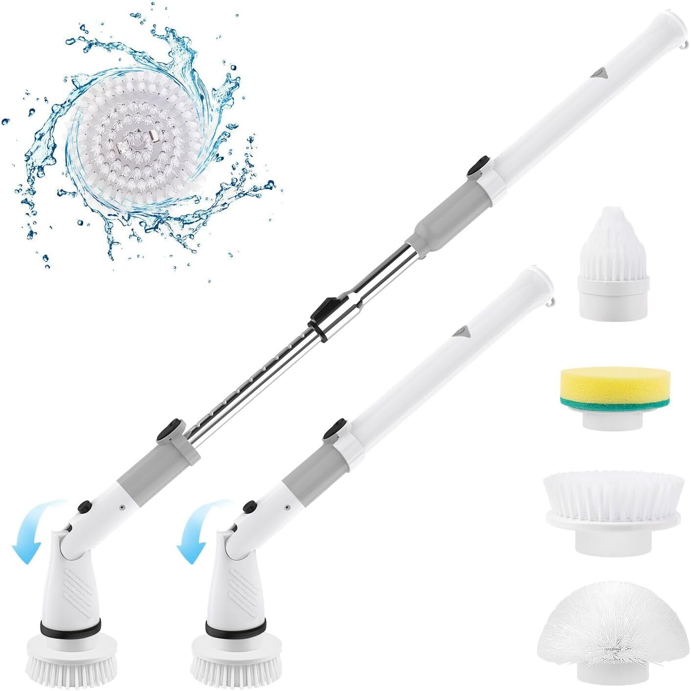 InnOrca Electric Spin Scrubber 2023 New Cordless Power Cleaning Brush with  7 Replacement Brush Heads, Shower Cleaning Brush with Extension Arm for  Bathtun Grout Floor Tile, White & Black 