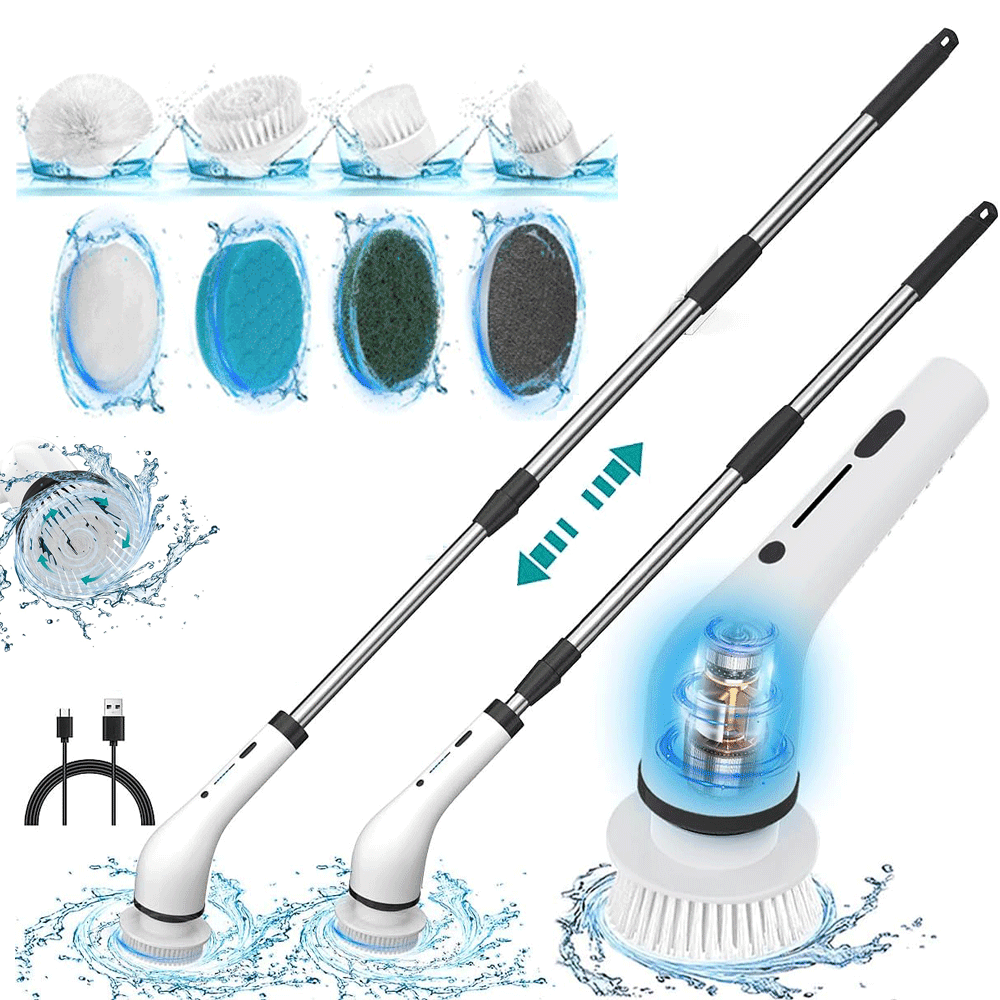 Electric Spin Scrubber, Cordless Power Deep Cleaning Brush with 8 ...