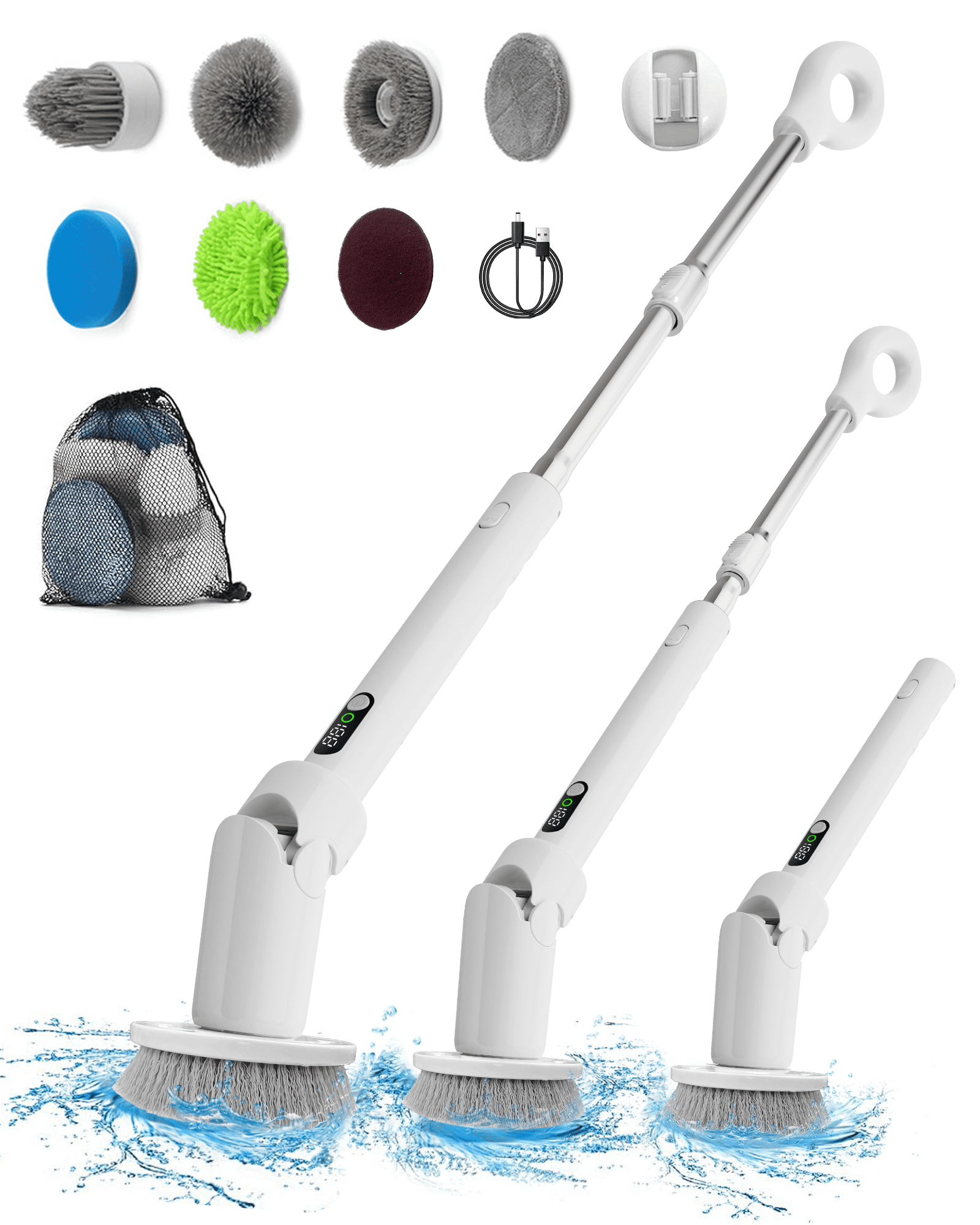 Electric Spin Scrubber, Cordless Long-Handle Brush, Power Bathroom Cleaning Tool - Walmart.com