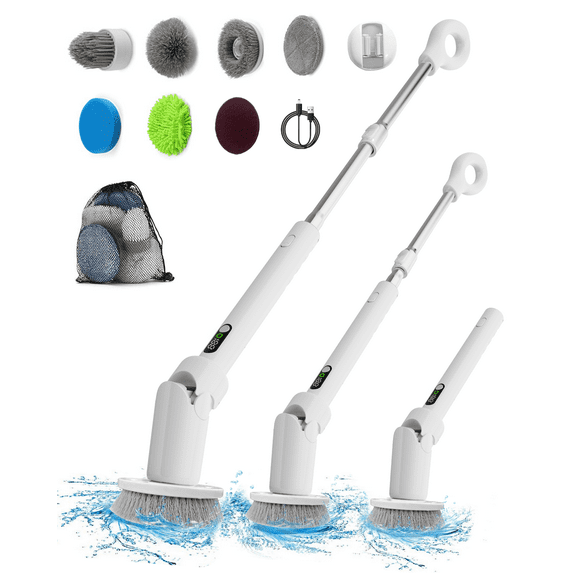 Electric Spin Scrubber Cordless Scrubber Brush with Long Handle Electric Brush for Cleaning Scrubbers for Cleaning Bathroom Power Cleaning Brush Bathroom Cleaning Tools