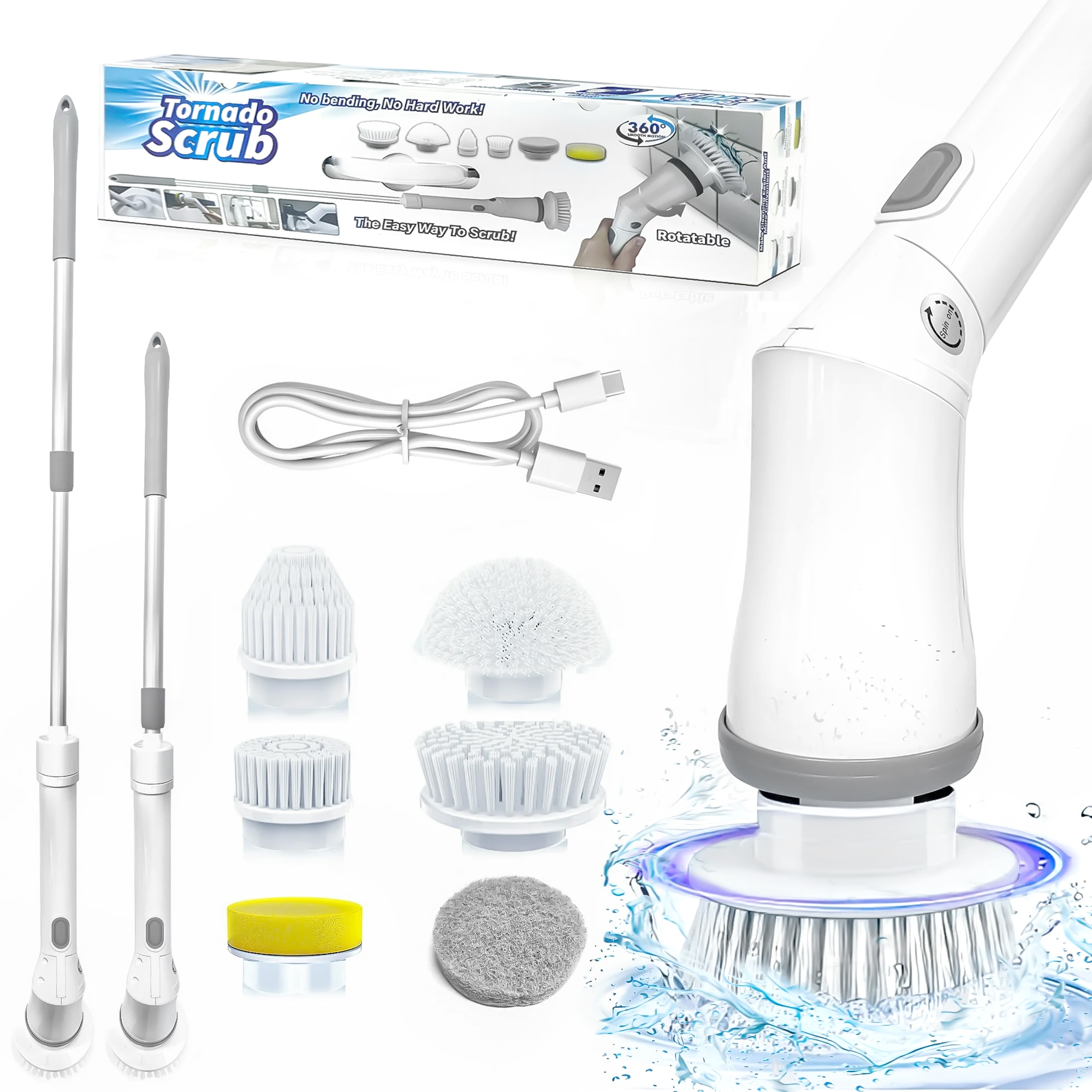 Electric Spin Scrubber, Shower Scrubber Rechargeable, Multipurpose