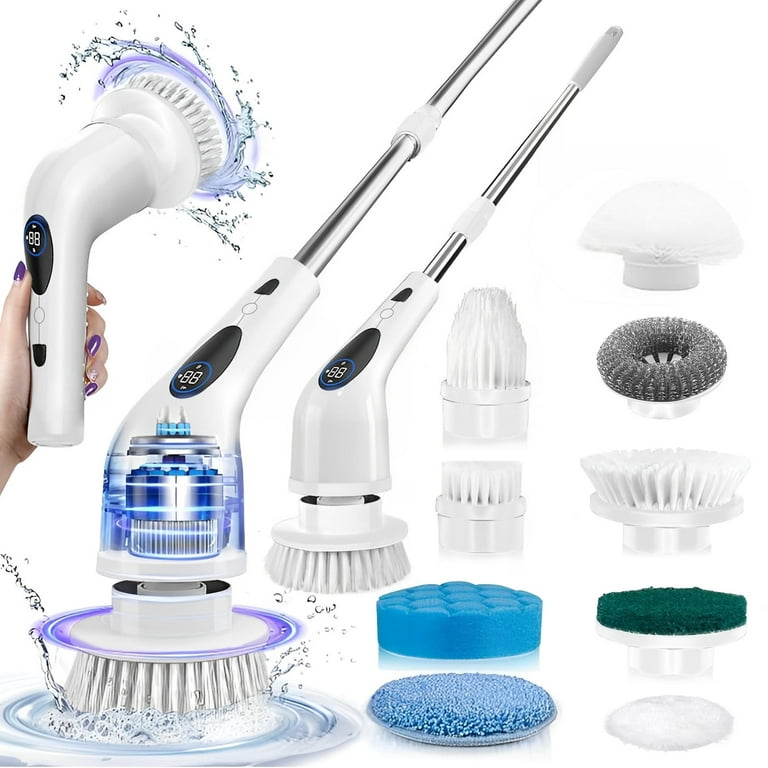 Beewin Electric Spin Scrubber, Cordless Electric Cleaning Brush with 9  Replaceable Brush Heads and Adjustable Extension Handle Brush Power  Scrubber