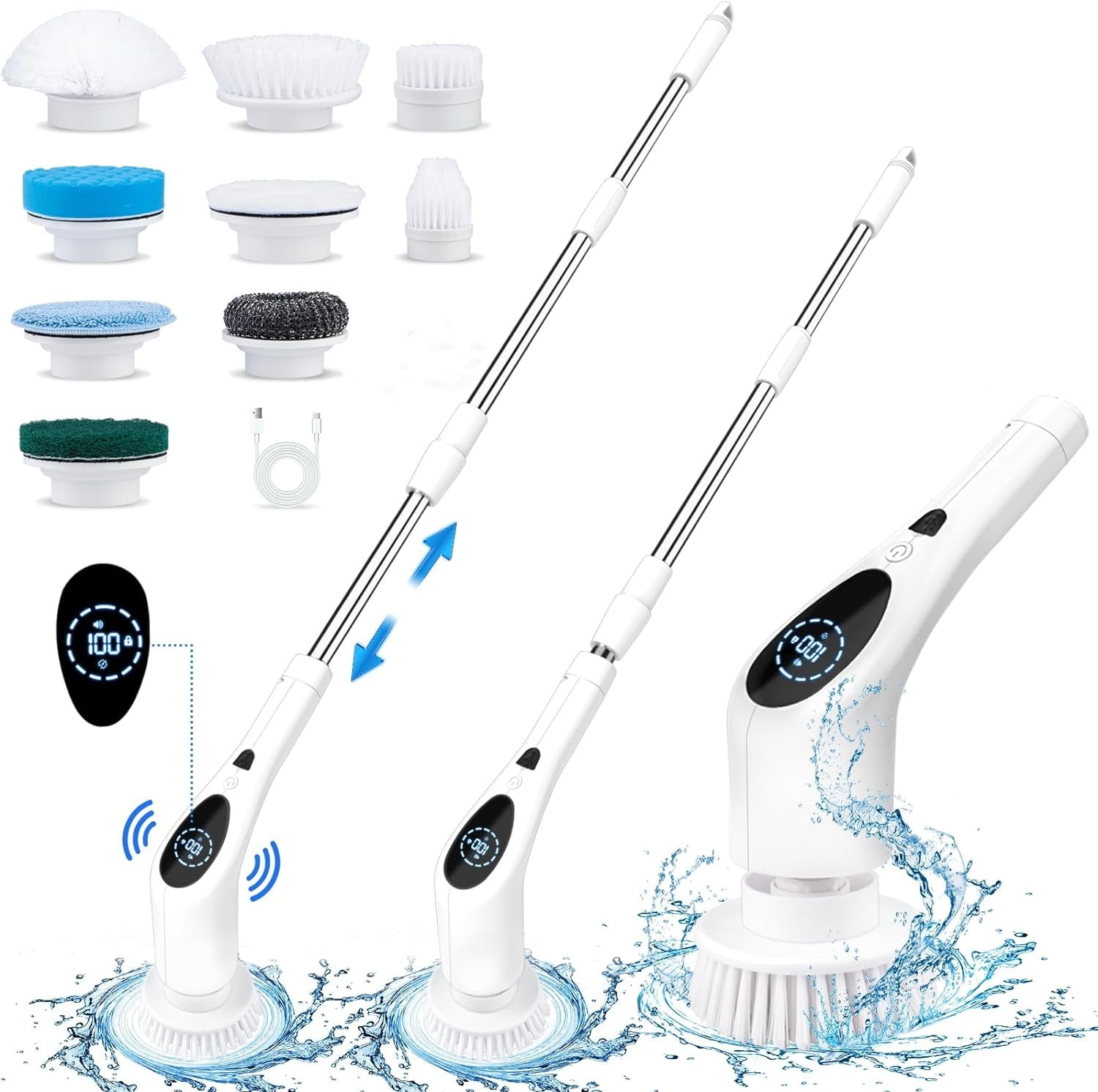 Electric Spin Scrubber, Cordless Shower Scrubber with 3 Speeds 430 RPM