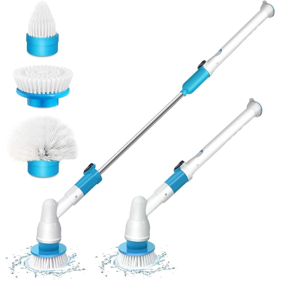 Electric Spin Scrubber, Cordless Spin Scrubber with 3 Replaceable Brush Heads, 44 Inch Extendable Handle, 80-120Mins Runtime, 2000mAh Power, Charger
