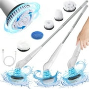 Electric Spin Scrubber - Cordless & Waterproof, 2-Speed Power Cleaning Brush with 5 Heads & Extendable Handle for Effortless Bathroom & Kitchen Cleaning