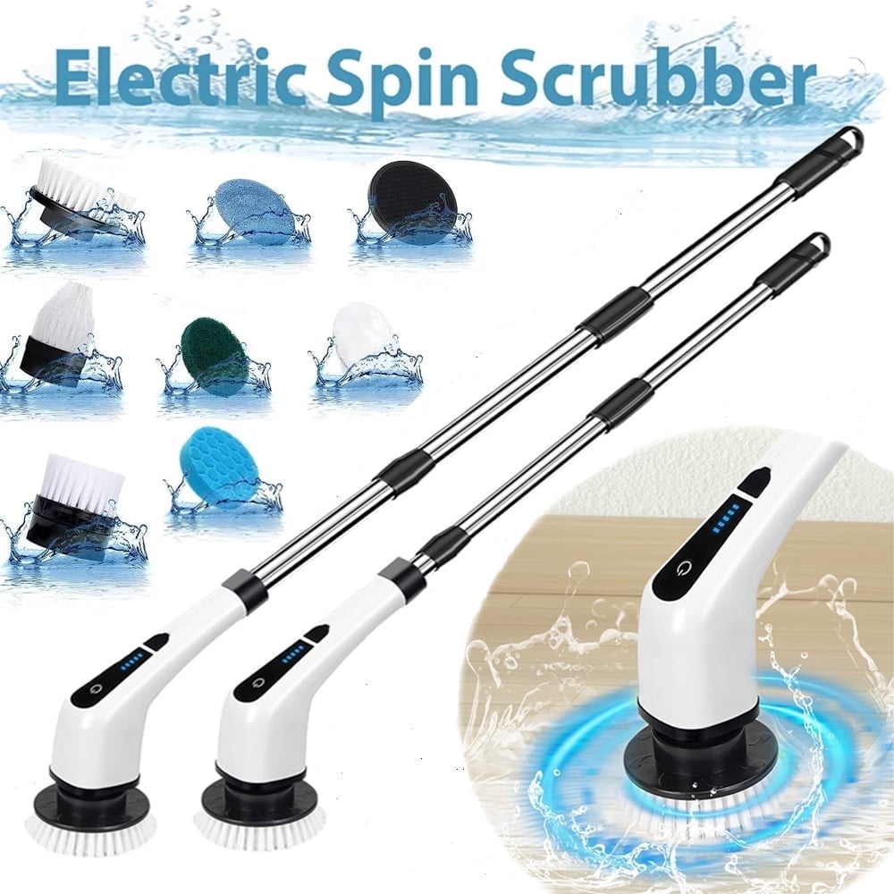 Electric Spin Scrubber, Effortless Deep Cleaning, 7 in 1 Power Scrubber with Dual Speed Adjustable, Cordless Handheld Electric Cleaning Brush for Bathroom,Tile Cleaner and Car Polishing