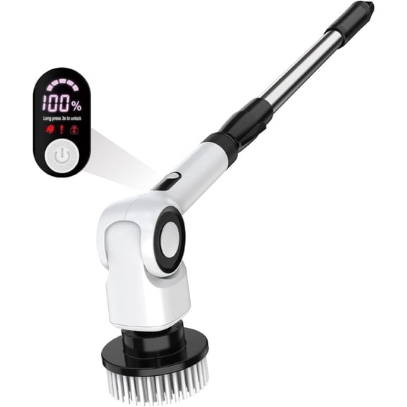 Electric Spin Scrubber, Electric Cleaning Brush, Multifunctional 360 Automatic Rotation Cordless Spin Scrubber with 7 Replaceable Brush Heads for Cleaning Bathroom Kitchen and Floor
